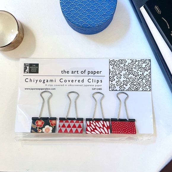 Clips with Japanese Silkscreened Paper - Picture 2 of 3